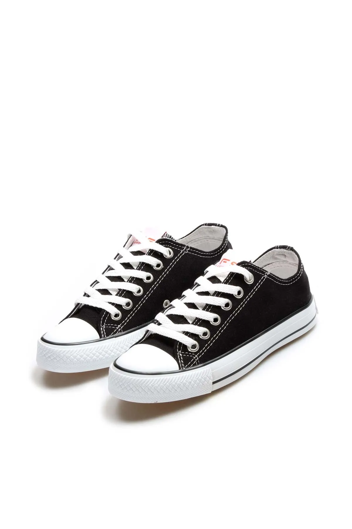 Men's Black Canvas Low-Top Sneakers with White Laces - Wessi