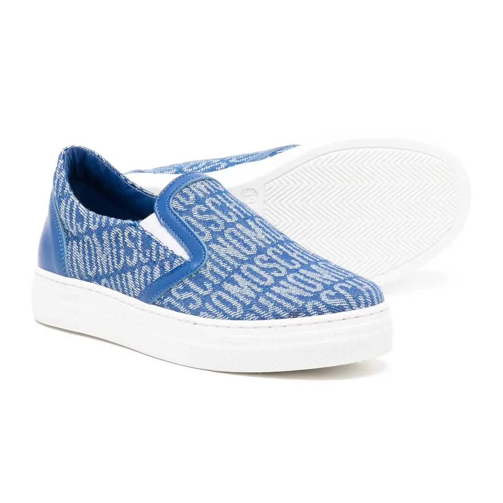 Moschino Kids All-over Logo Canvas Sneakers