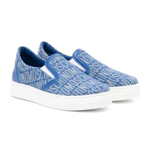 Moschino Kids All-over Logo Canvas Sneakers