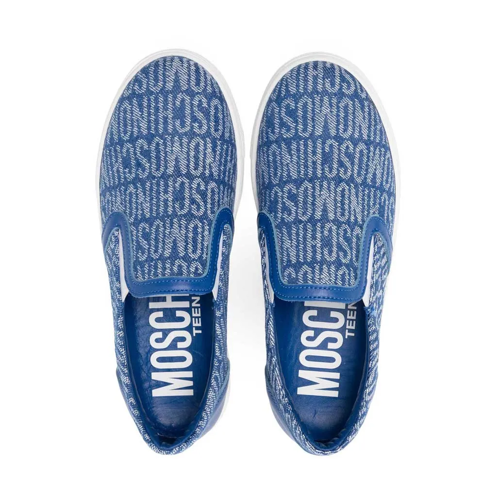 Moschino Kids All-over Logo Canvas Sneakers