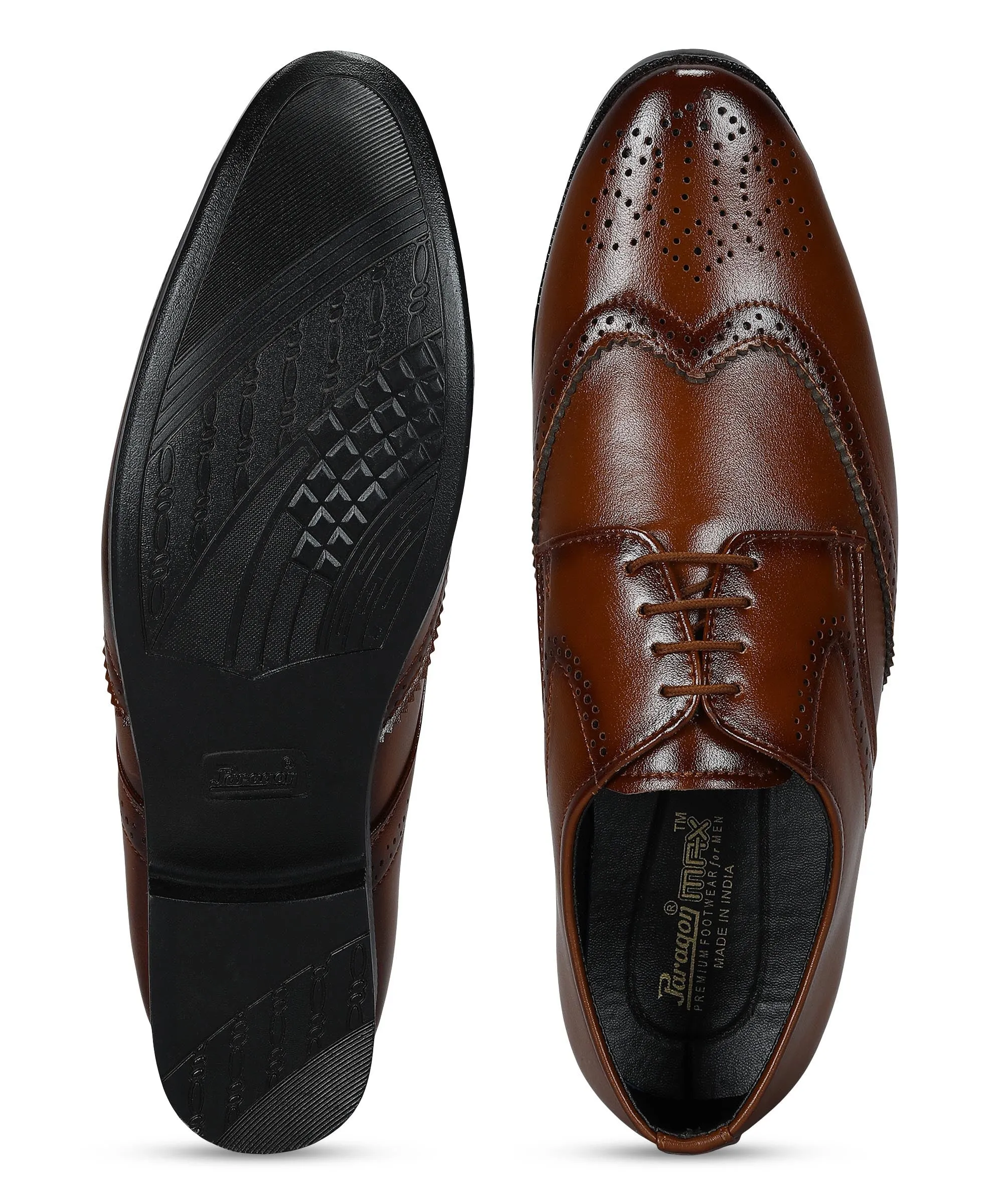 Paragon Men's Tan Formal Shoes| Trendy, Durable & Sturdy for Outdoor Wear