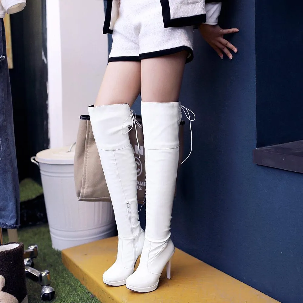Platform Over Knee High Heel Boots