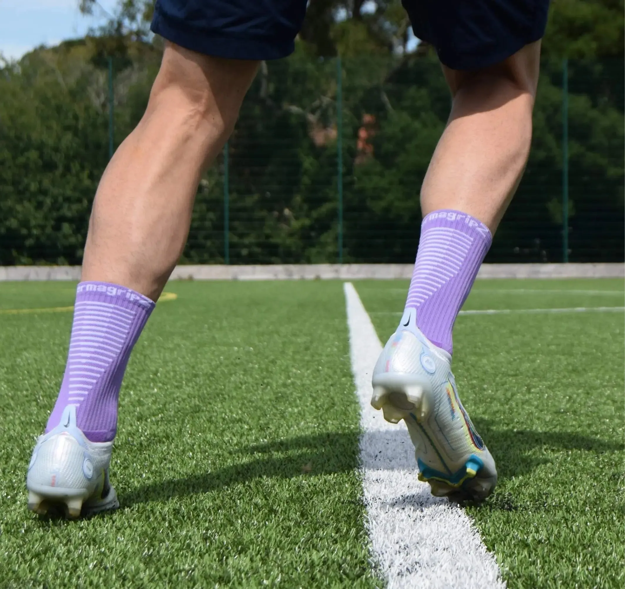 Purple grip socks