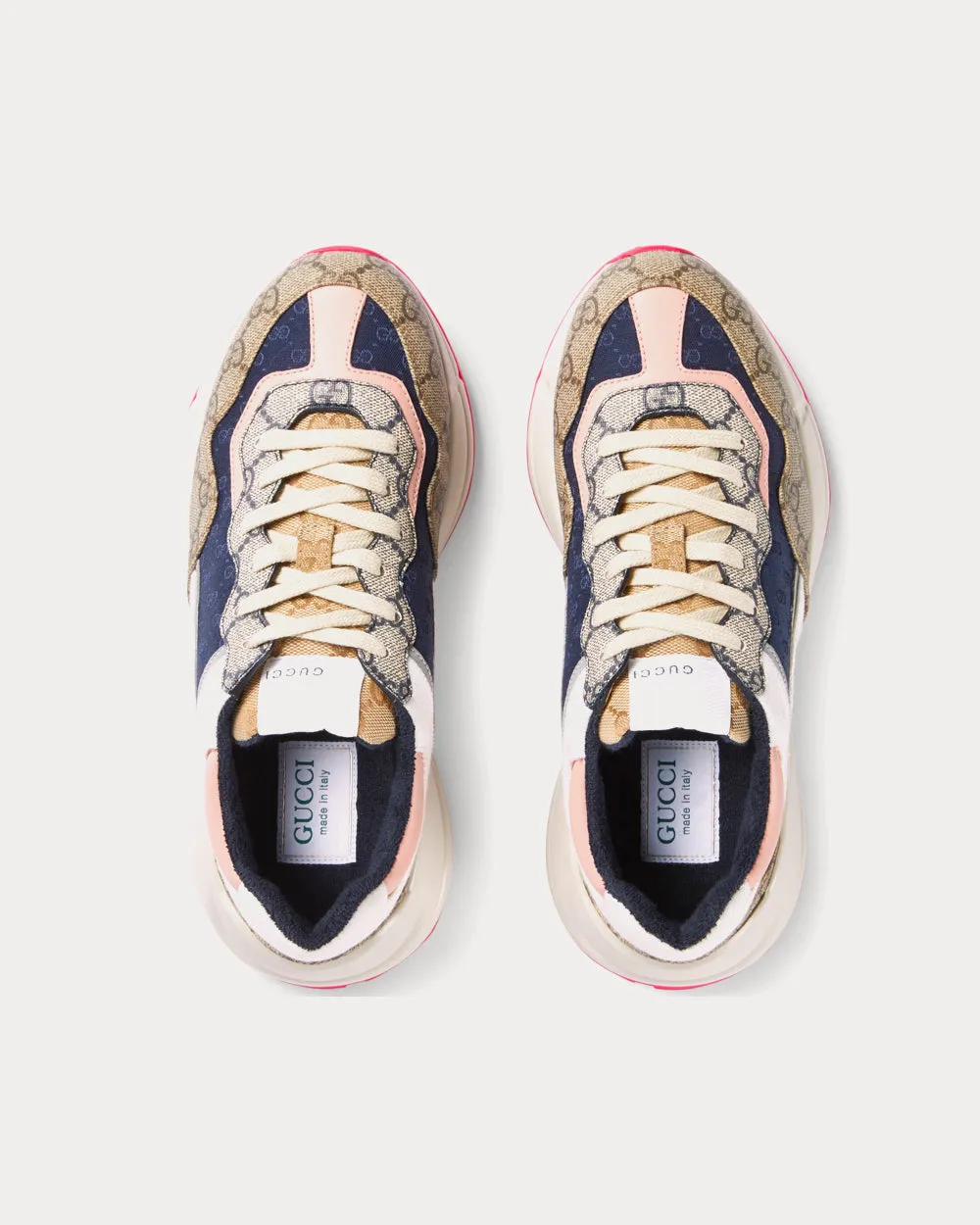 Rhyton Beige / Ebony / Pink Low Top Sneakers