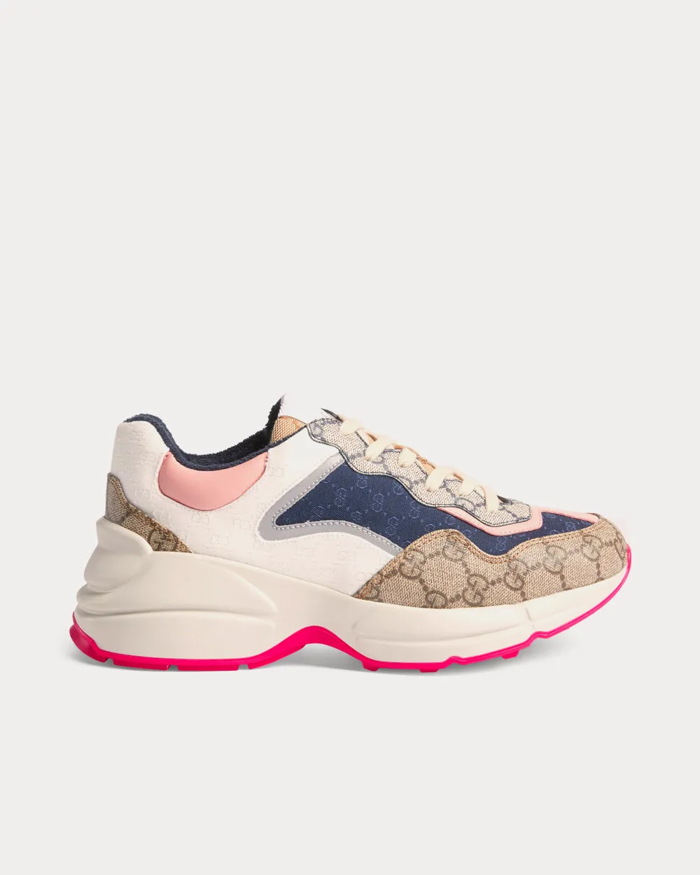Rhyton Beige / Ebony / Pink Low Top Sneakers