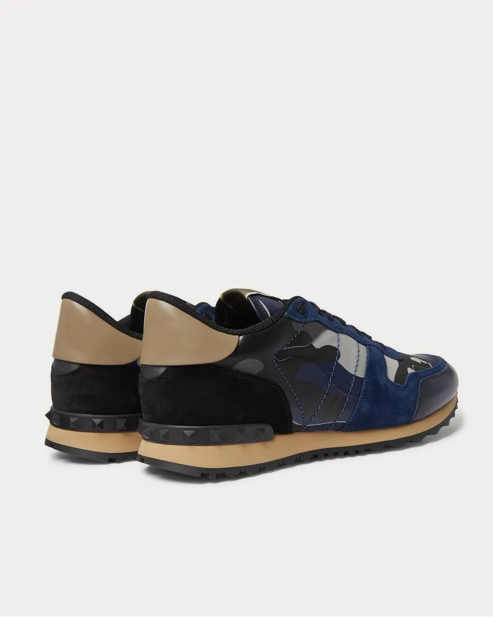 Rockrunner Camouflage Suede and Leather-Trimmed Canvas  Blue low top sneakers
