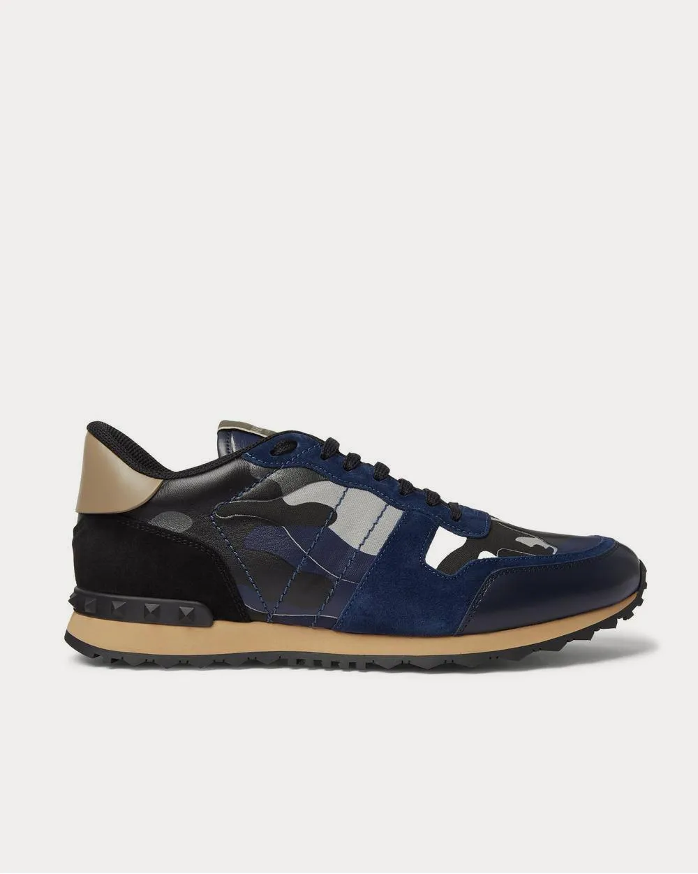 Rockrunner Camouflage Suede and Leather-Trimmed Canvas  Blue low top sneakers