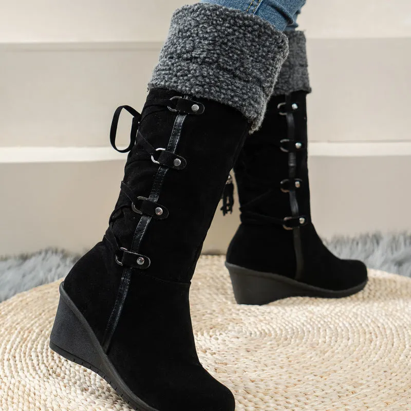 Round Toe Wedges Boots