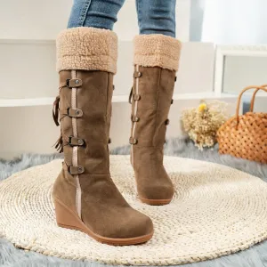 Round Toe Wedges Boots