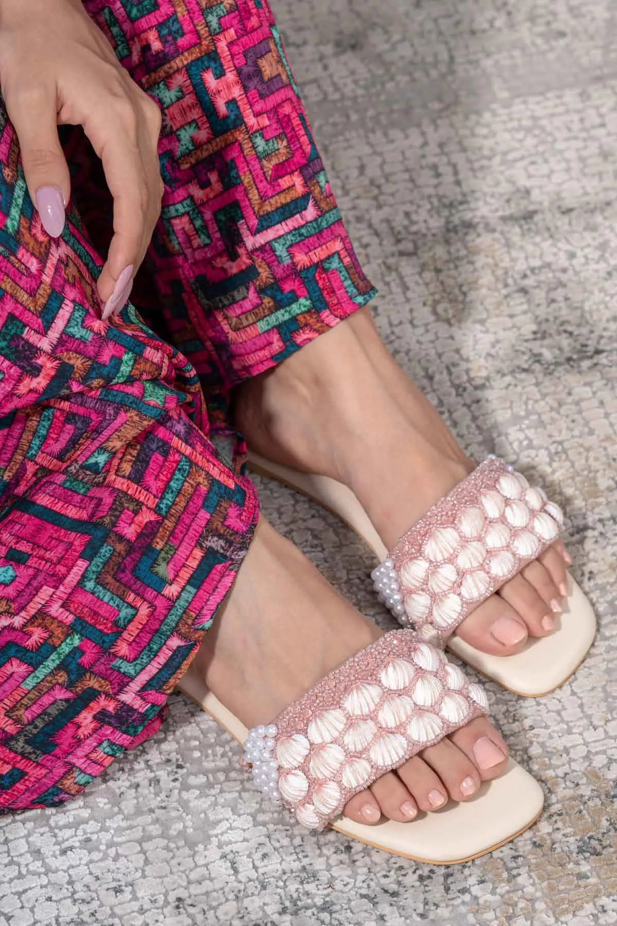Sea Shells Embellished Slip-On