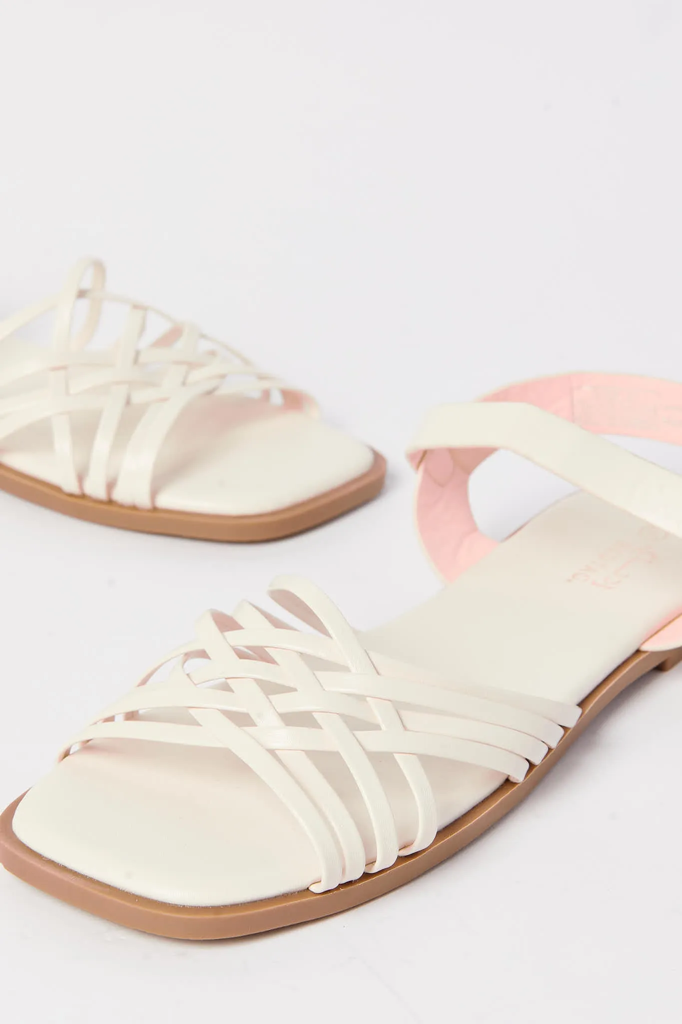 Senior Girls Cream Strap Sandal