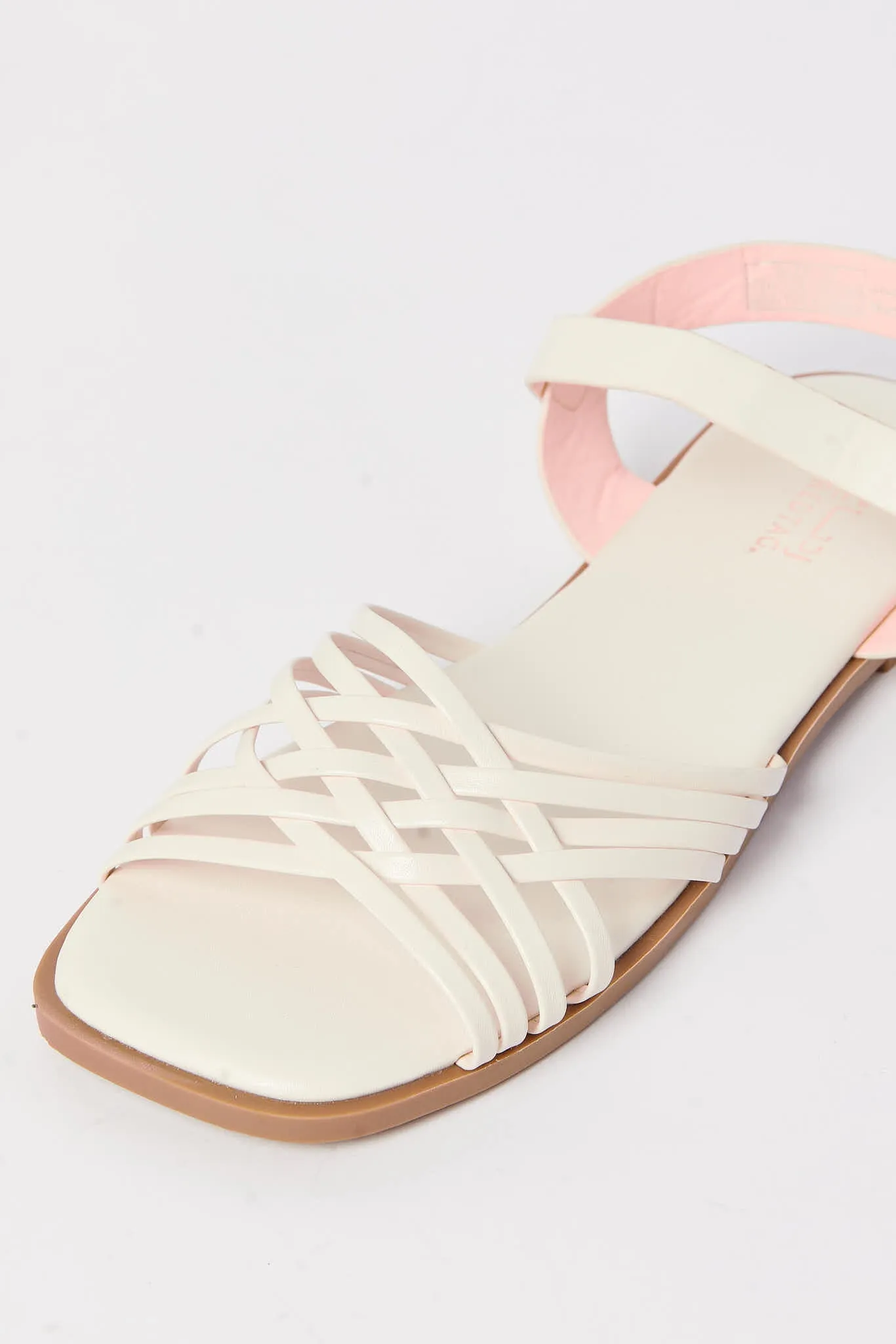 Senior Girls Cream Strap Sandal