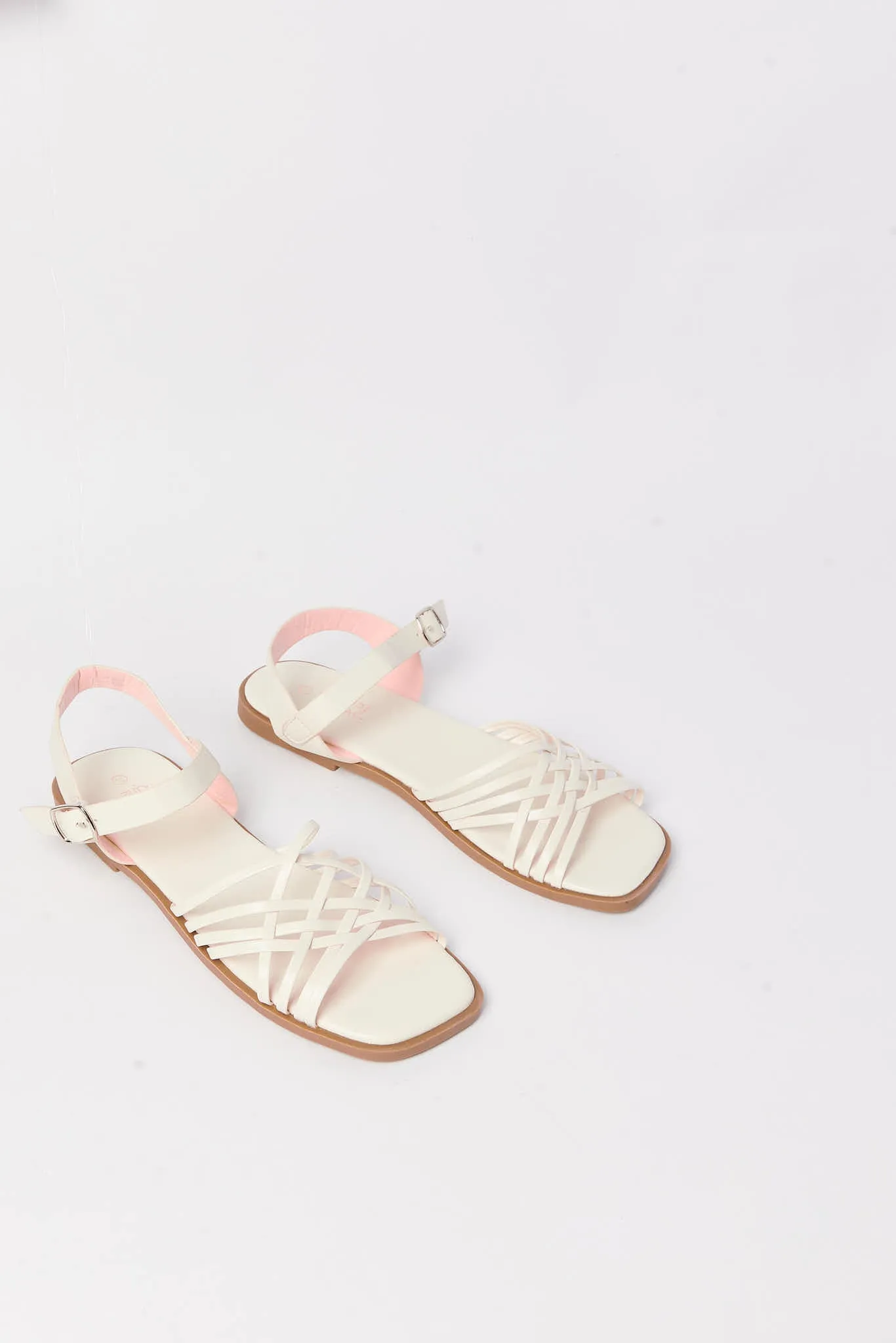 Senior Girls Cream Strap Sandal