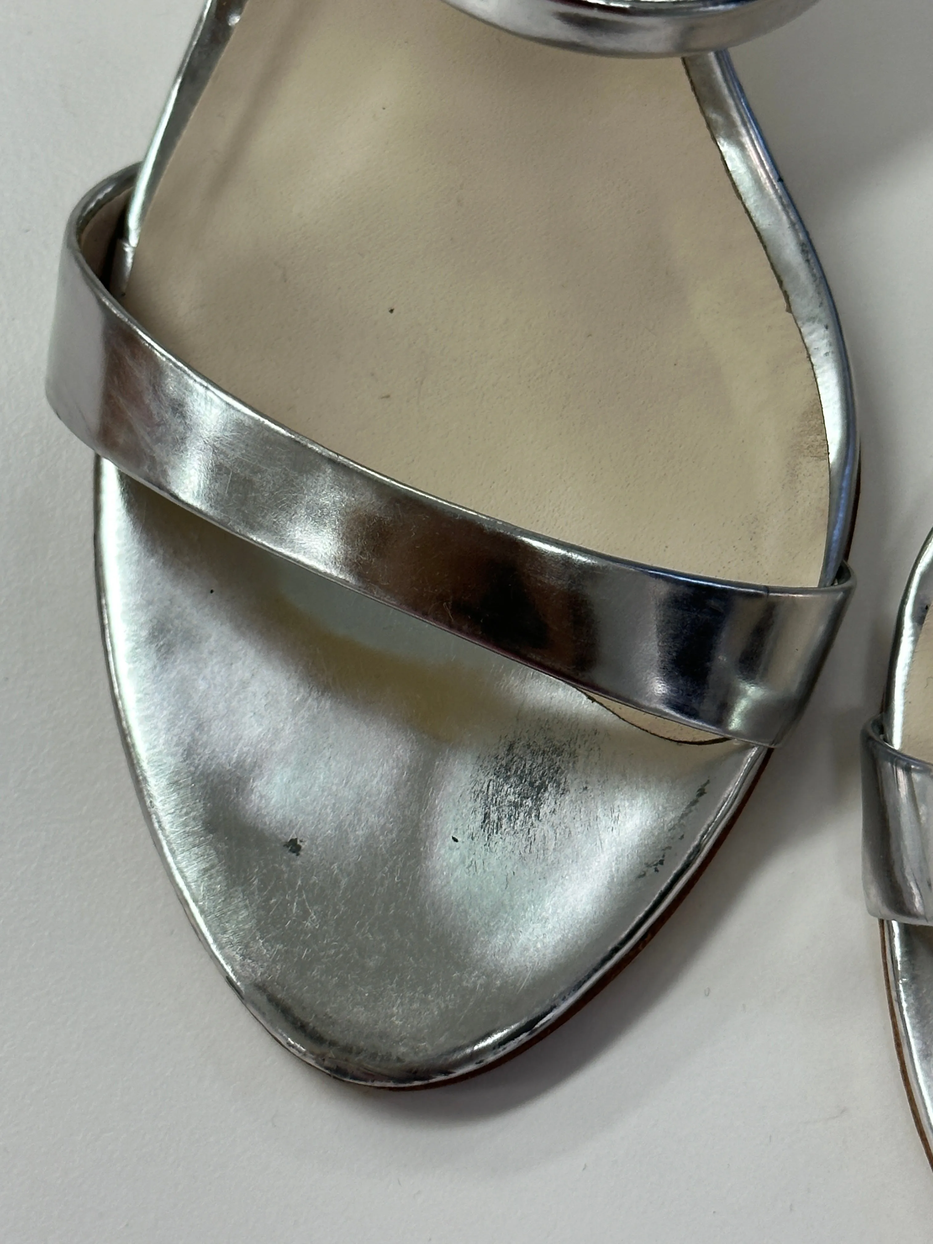 Silver Rosalind Crystal Mid Heel Sandal
