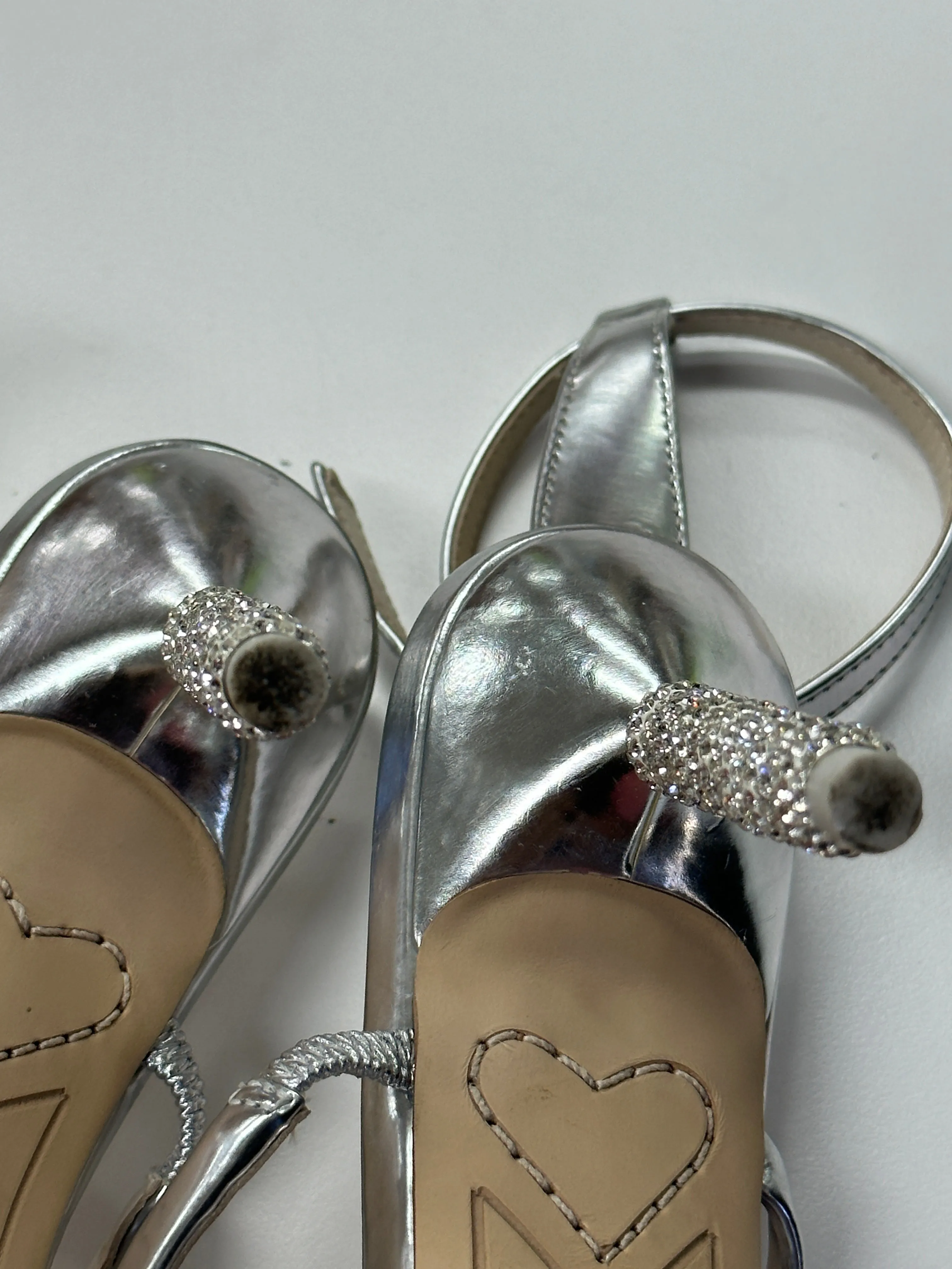 Silver Rosalind Crystal Mid Heel Sandal