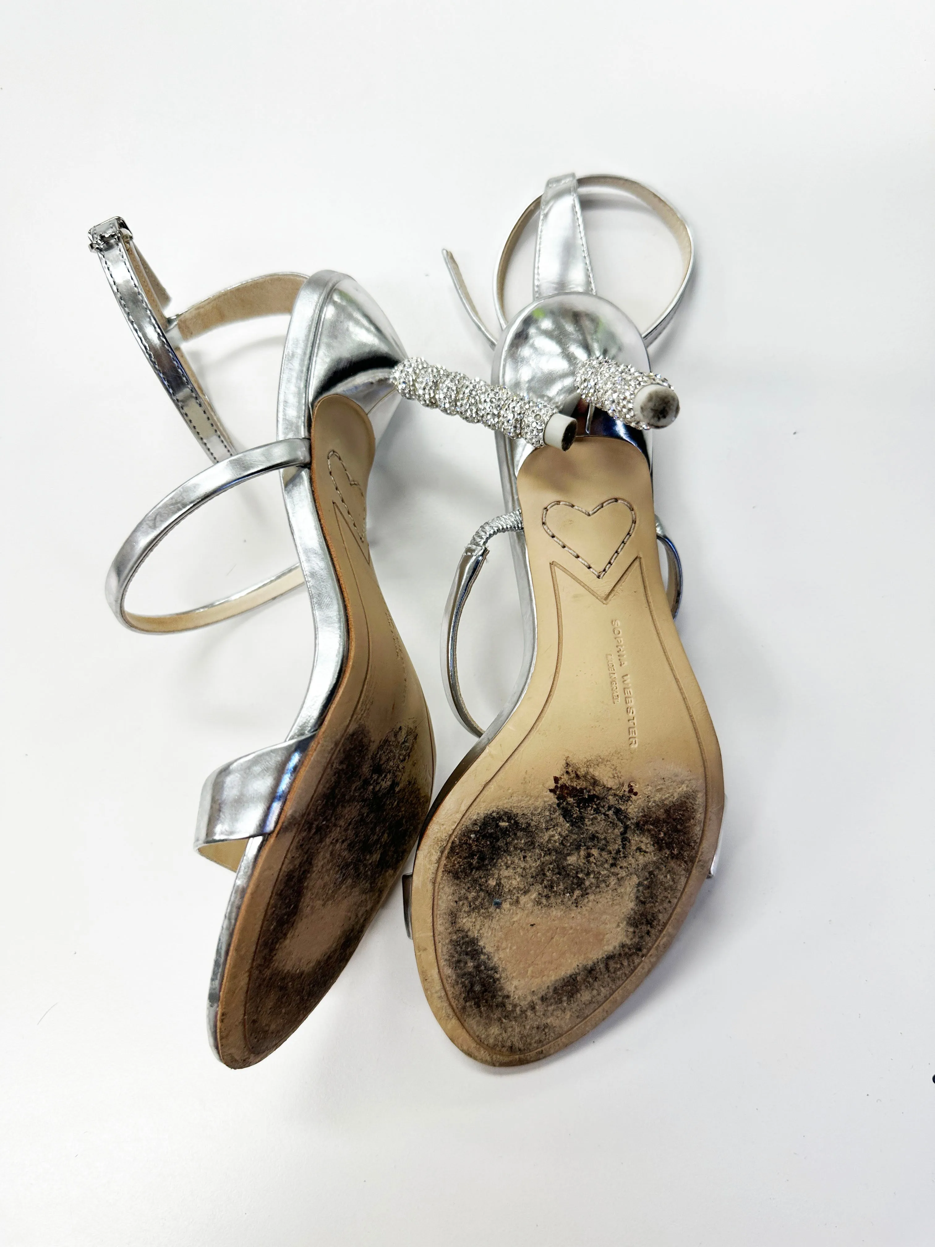 Silver Rosalind Crystal Mid Heel Sandal