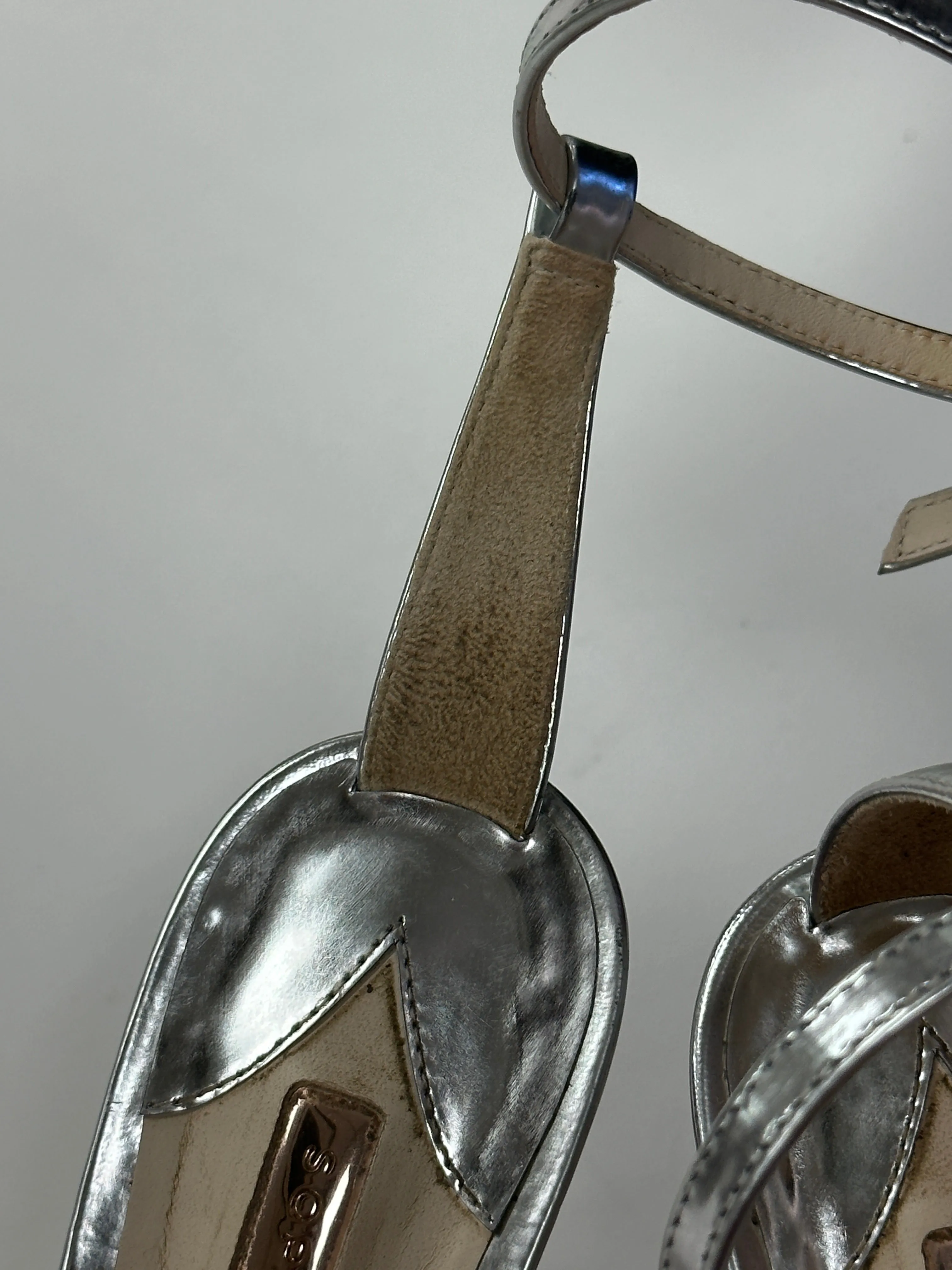 Silver Rosalind Crystal Mid Heel Sandal