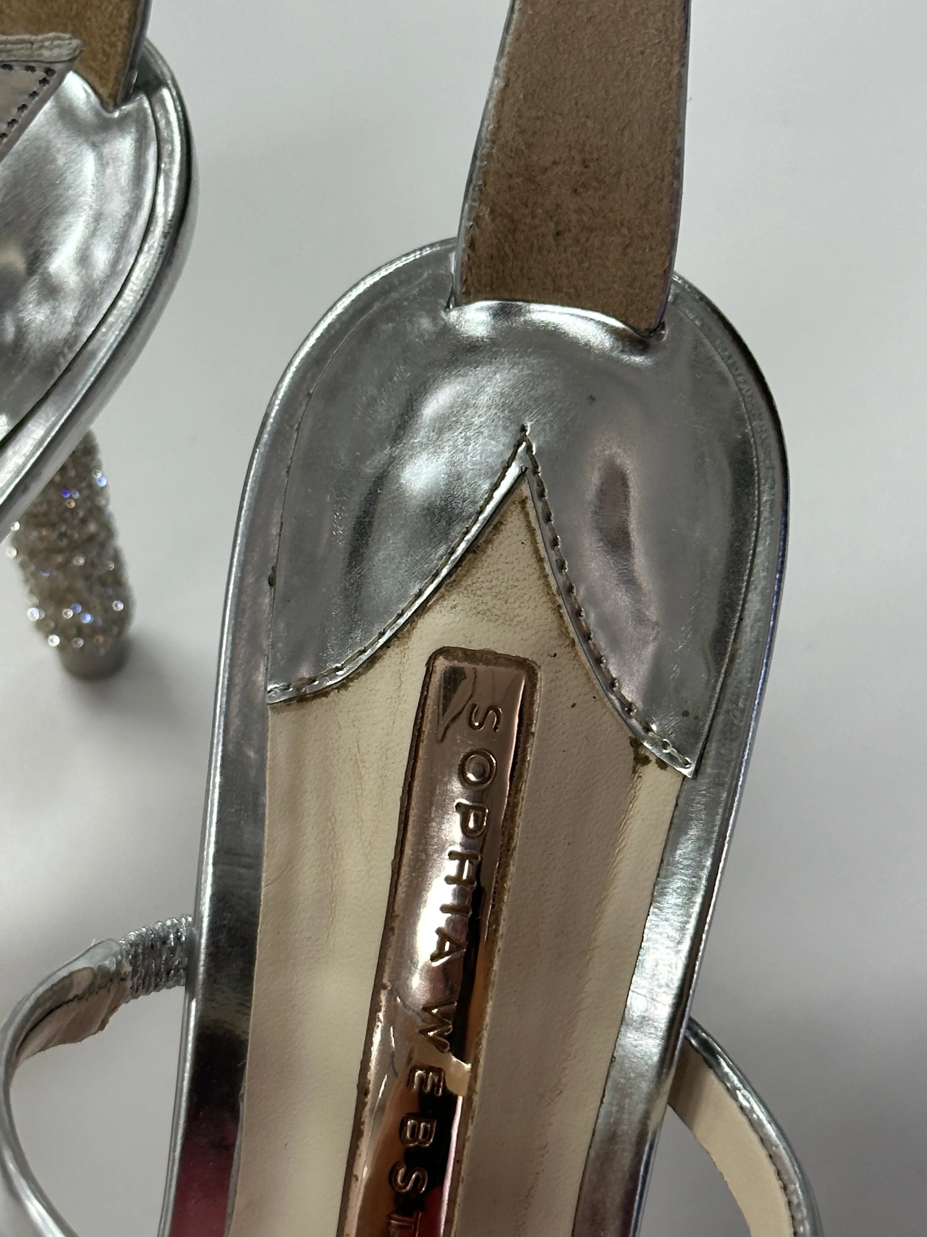 Silver Rosalind Crystal Mid Heel Sandal