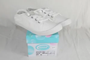 Soda Flat Women Shoes Linen Canvas Slip On Sneakers Lace Up All White 8 Zig D10