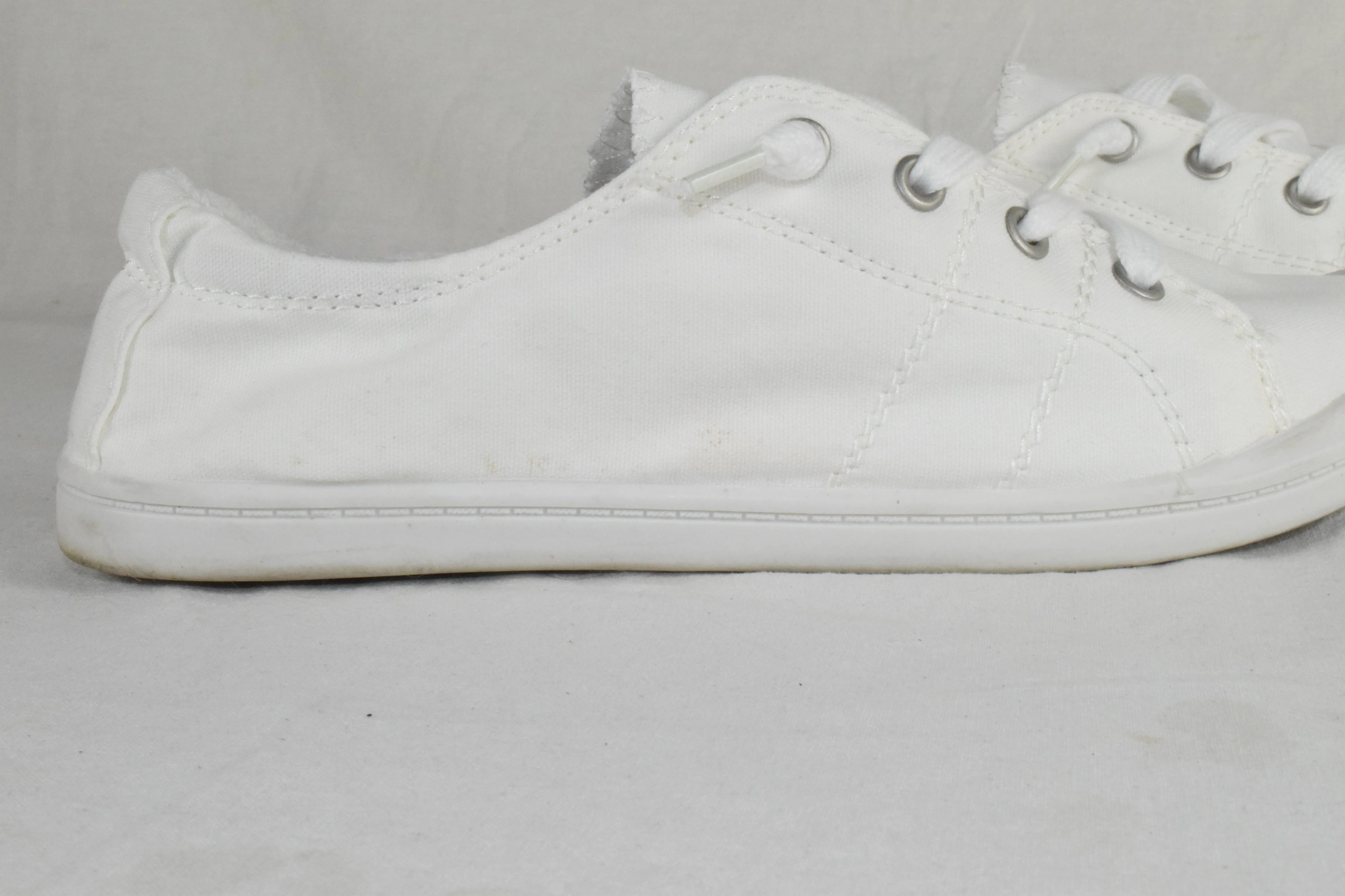 Soda Flat Women Shoes Linen Canvas Slip On Sneakers Lace Up All White 8 Zig D11