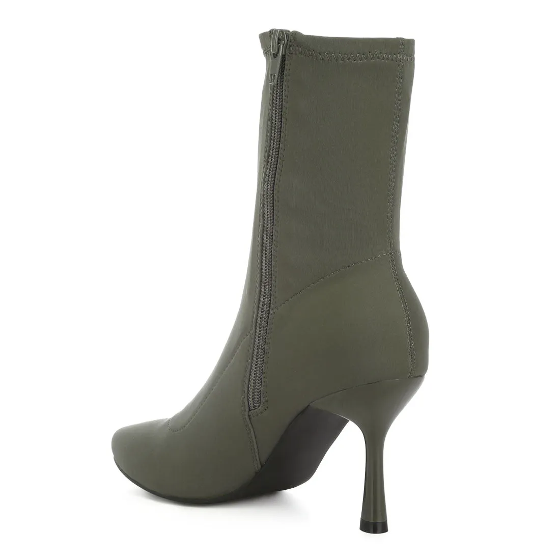 Solid Mid Heel Sock Boots