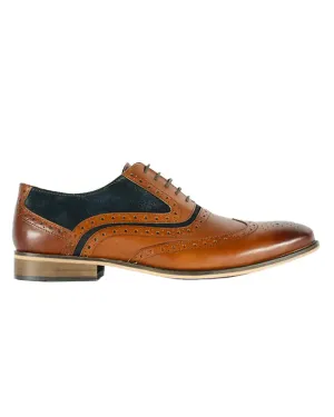 Spencer Oxford Leather Brogues - Tan / Navy