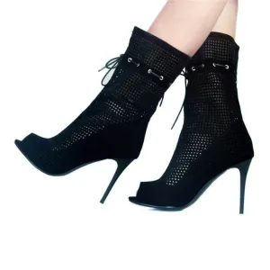 Summer Strap Cutout Peep Toe High Heel Ankle Boots