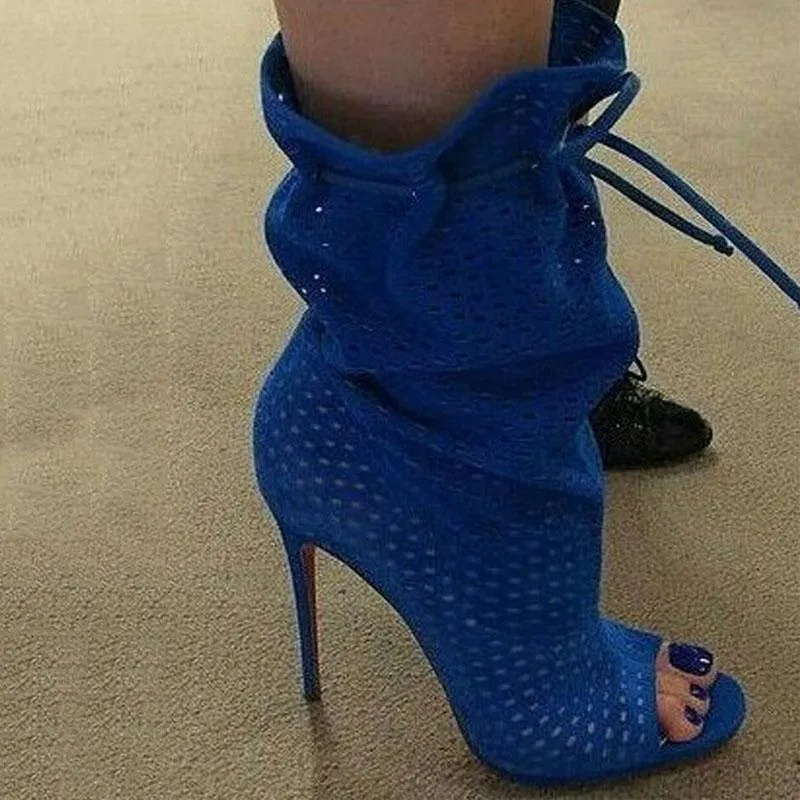 Summer Strap Cutout Peep Toe High Heel Ankle Boots