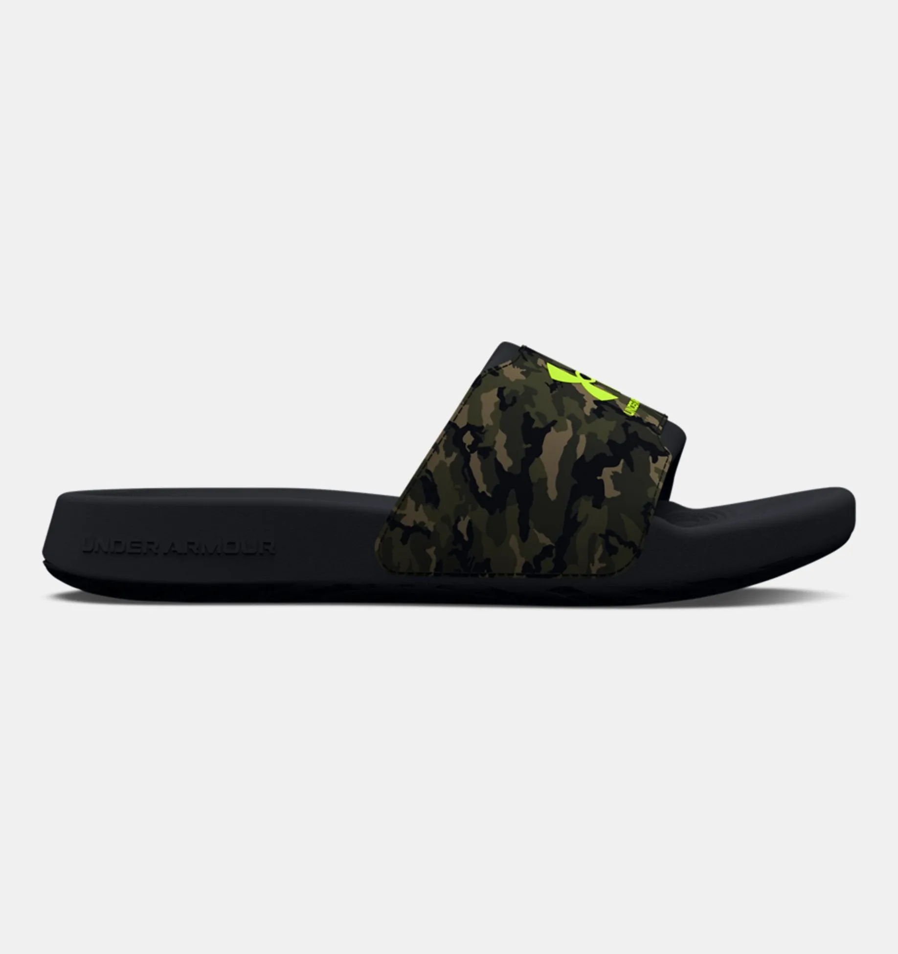 Under Armour Boys' UA Ignite Select Camo Slides - Black / High Vis Yellow