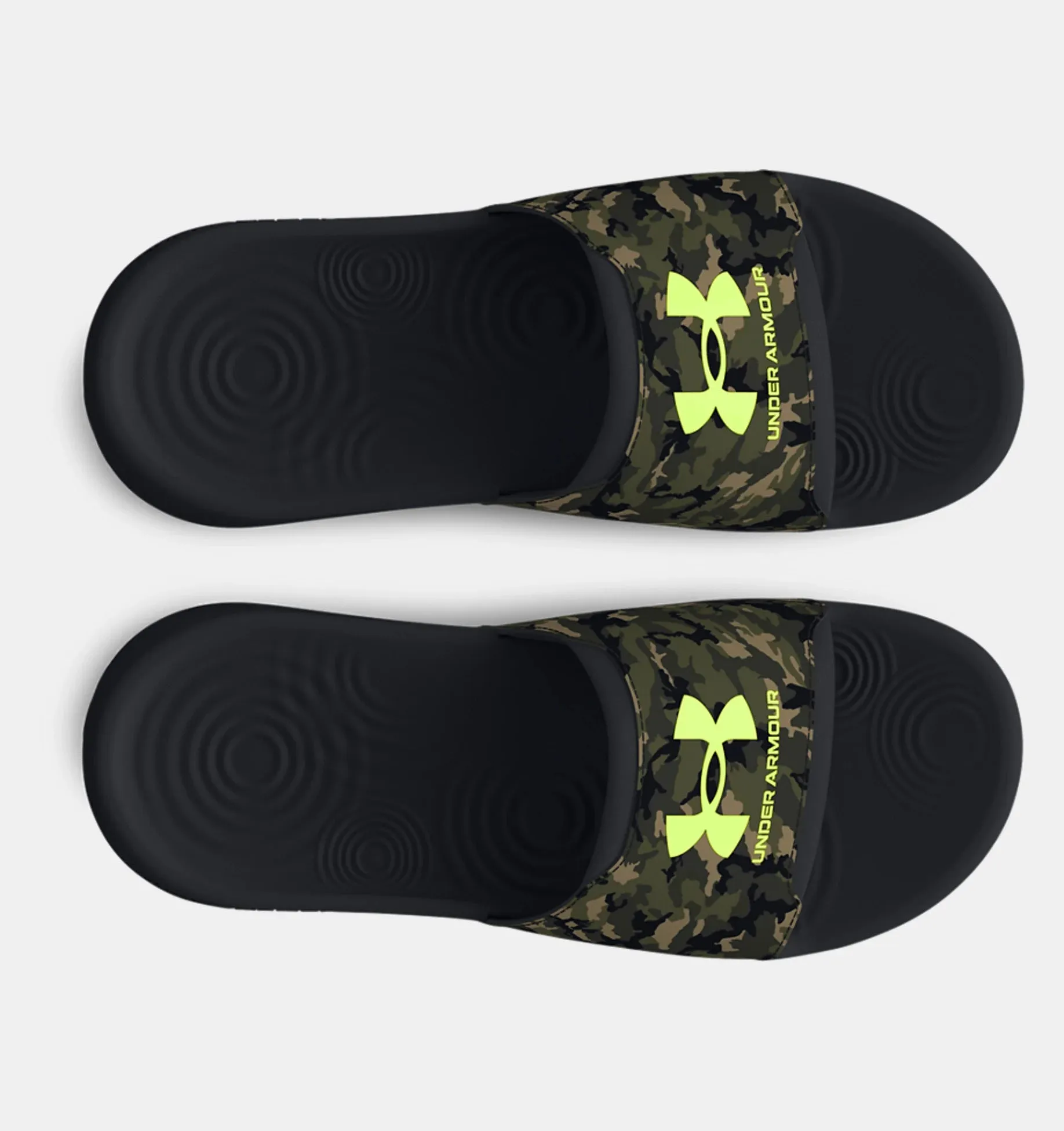 Under Armour Boys' UA Ignite Select Camo Slides - Black / High Vis Yellow