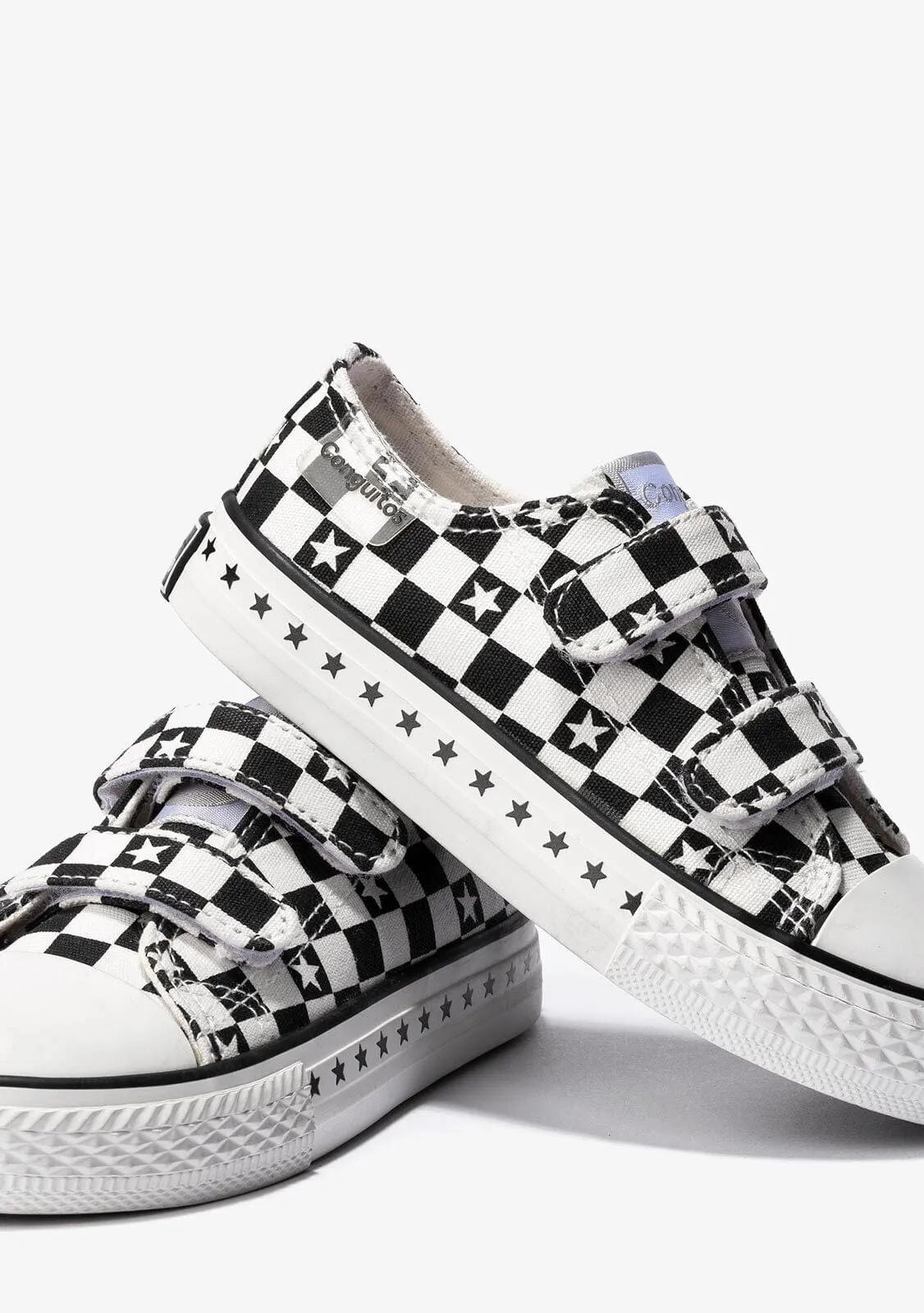 Unisex Black Squares Sneakers Canvas