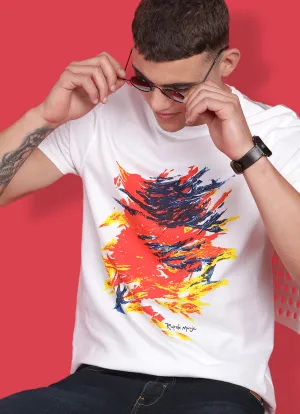 White Cotton  Round Neck Tshirt