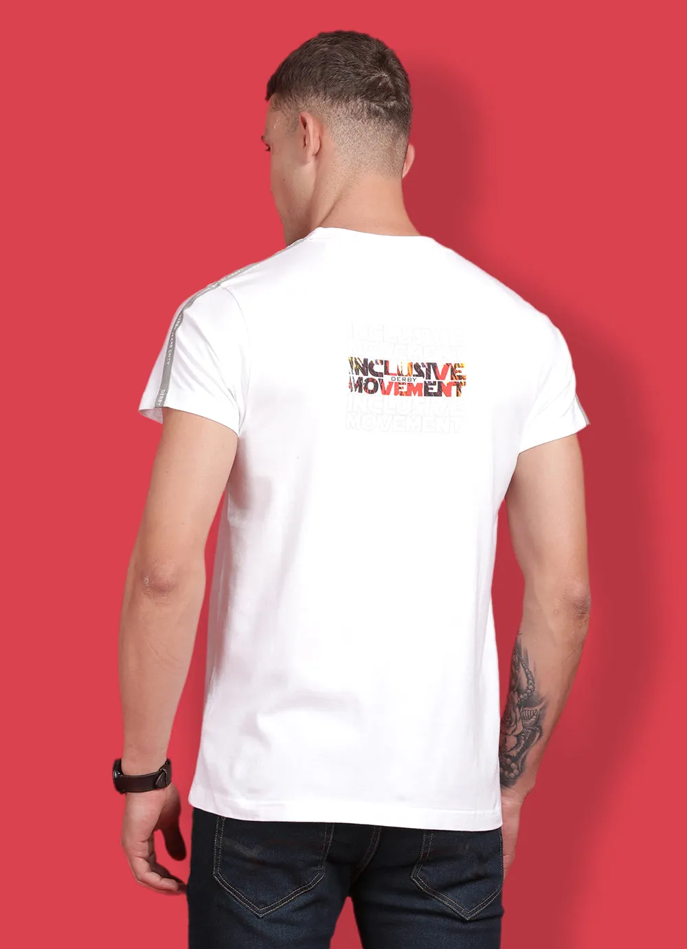 White Cotton  Round Neck Tshirt