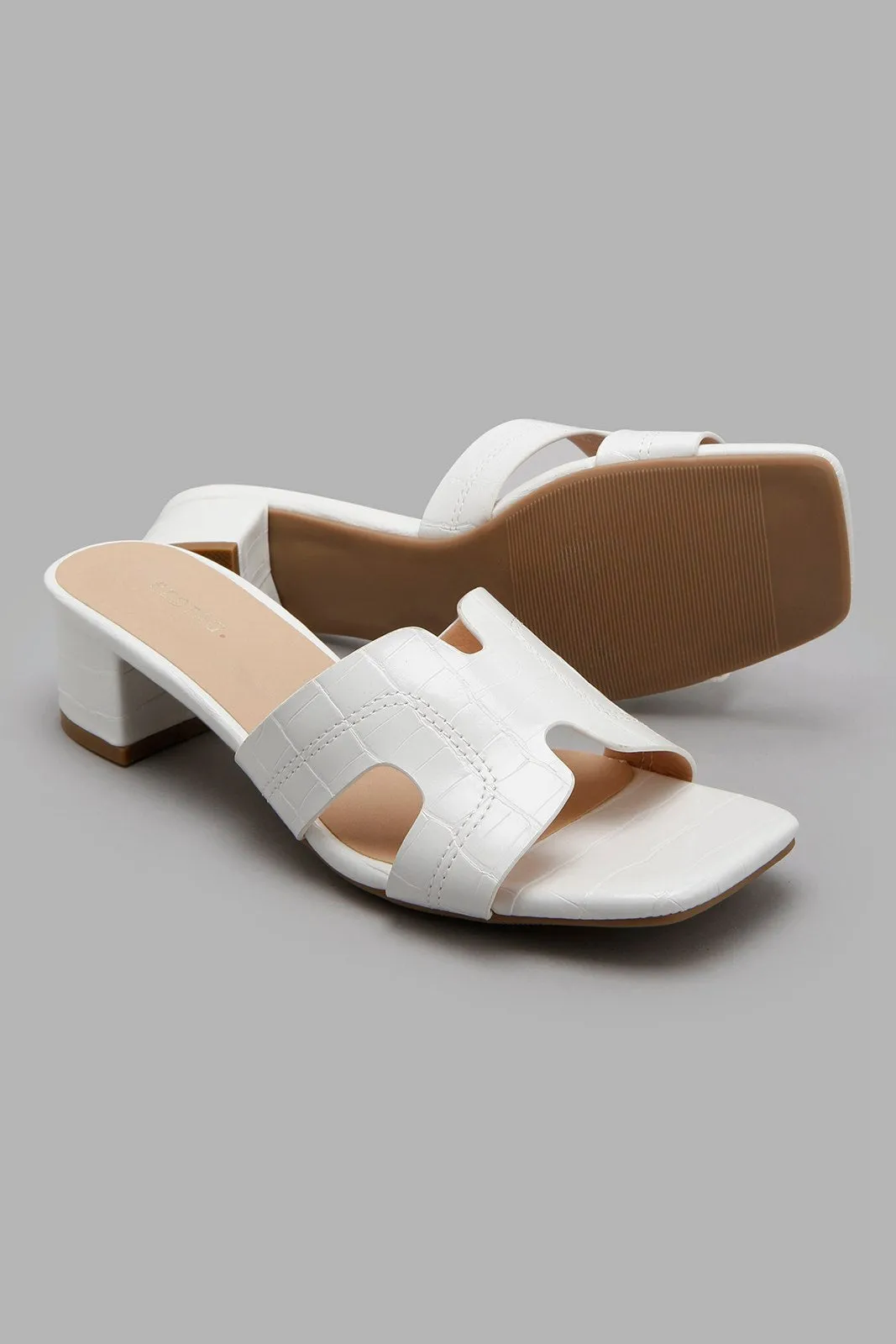 White H-Strap Mule