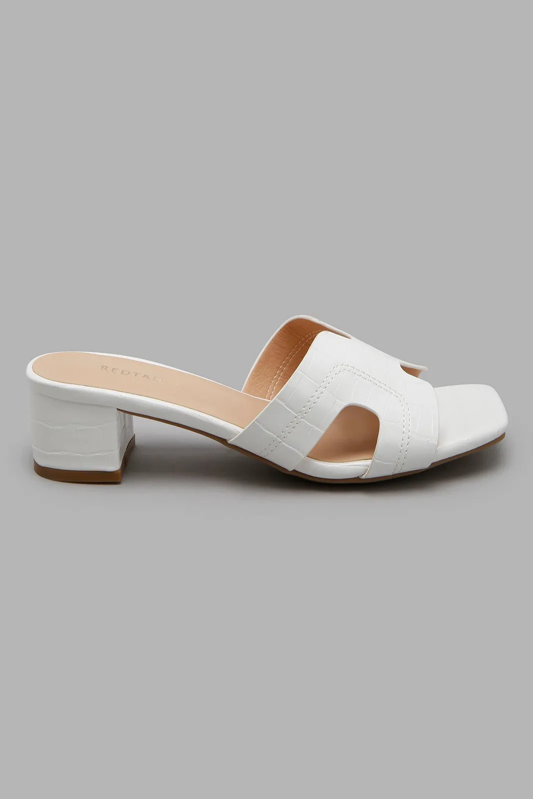 White H-Strap Mule