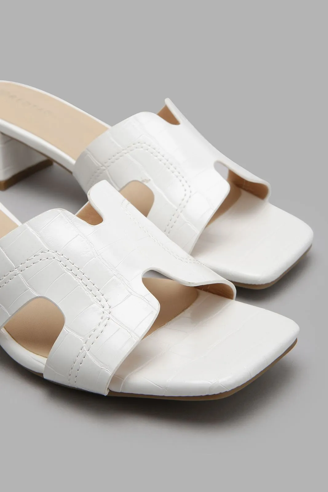 White H-Strap Mule