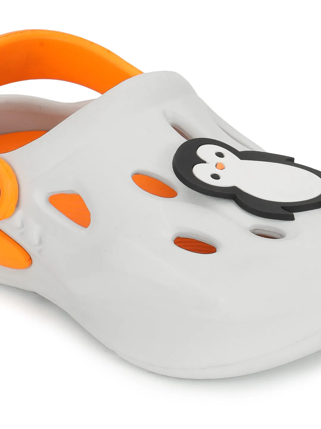 White Orange Stylish Slip-On Clogs For Kids-Unisex (TC-LCLOG4-WHTORG)