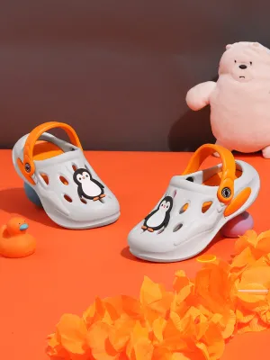 White Orange Stylish Slip-On Clogs For Kids-Unisex (TC-LCLOG4-WHTORG)