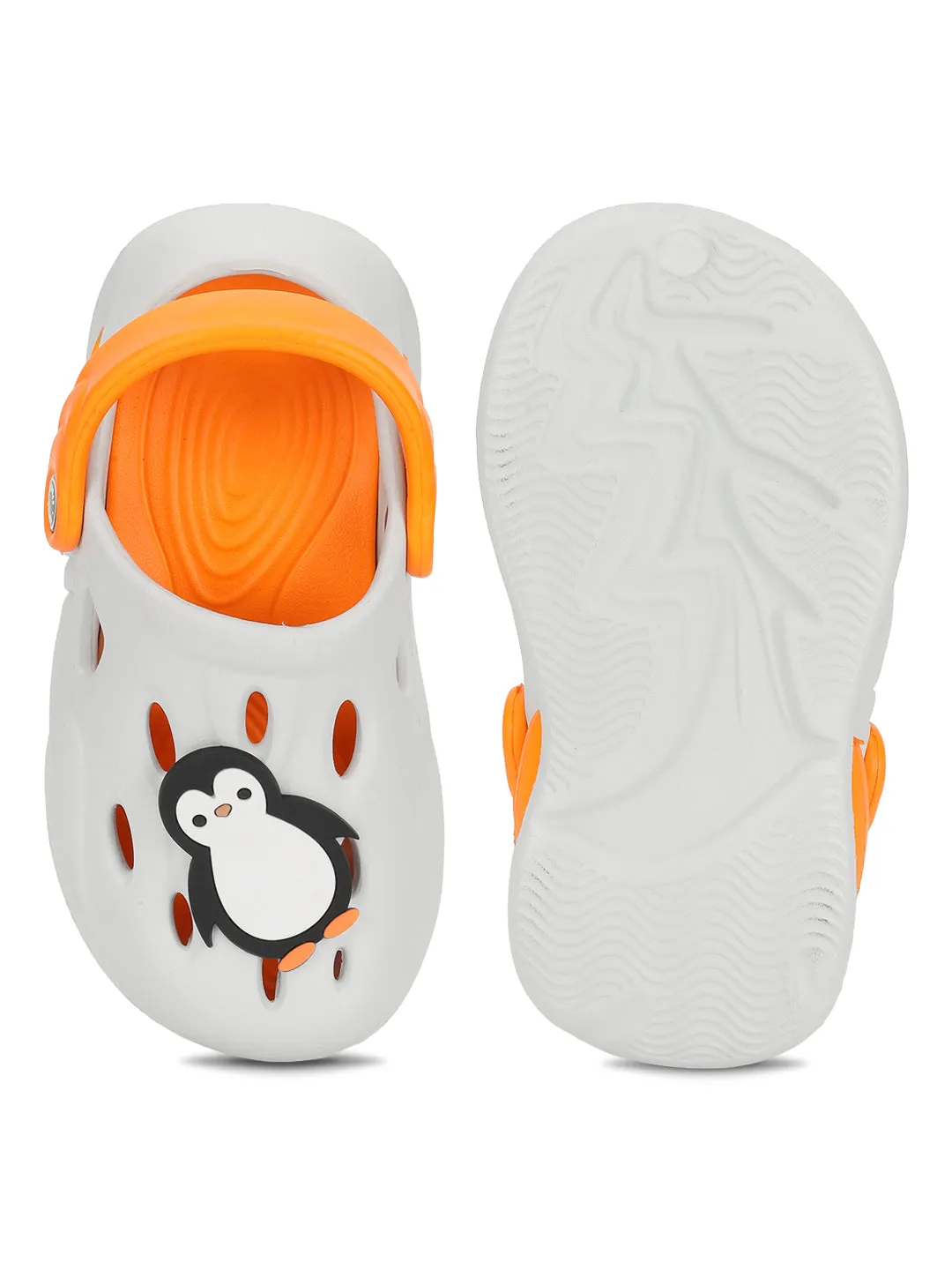 White Orange Stylish Slip-On Clogs For Kids-Unisex (TC-LCLOG4-WHTORG)