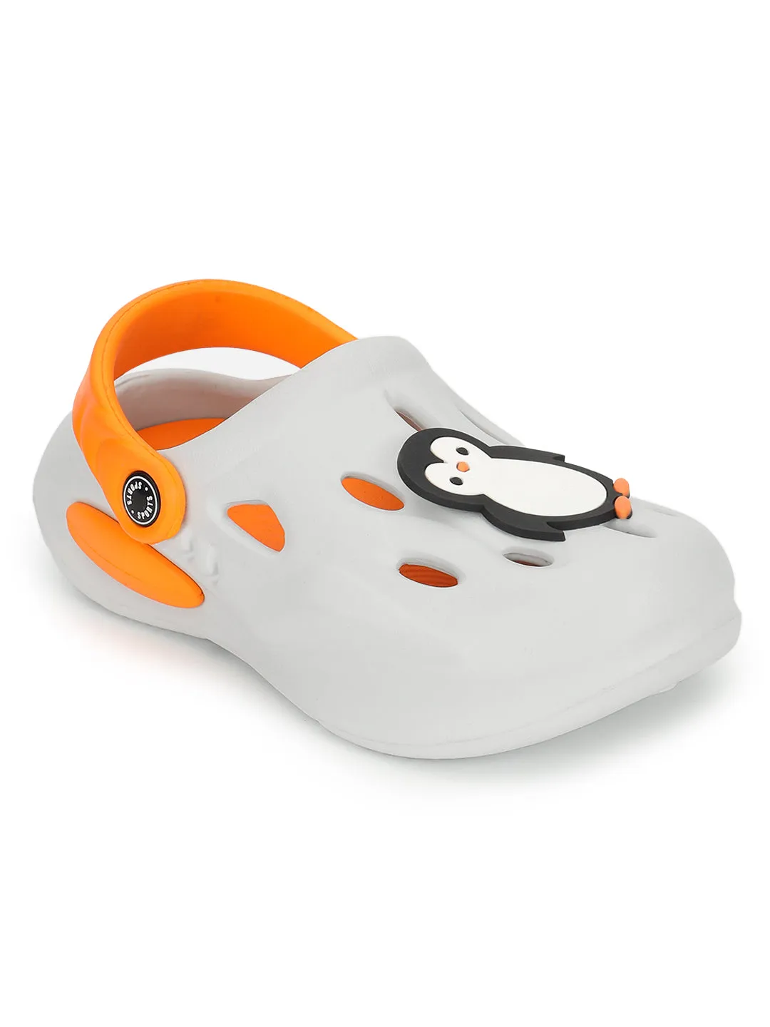 White Orange Stylish Slip-On Clogs For Kids-Unisex (TC-LCLOG4-WHTORG)