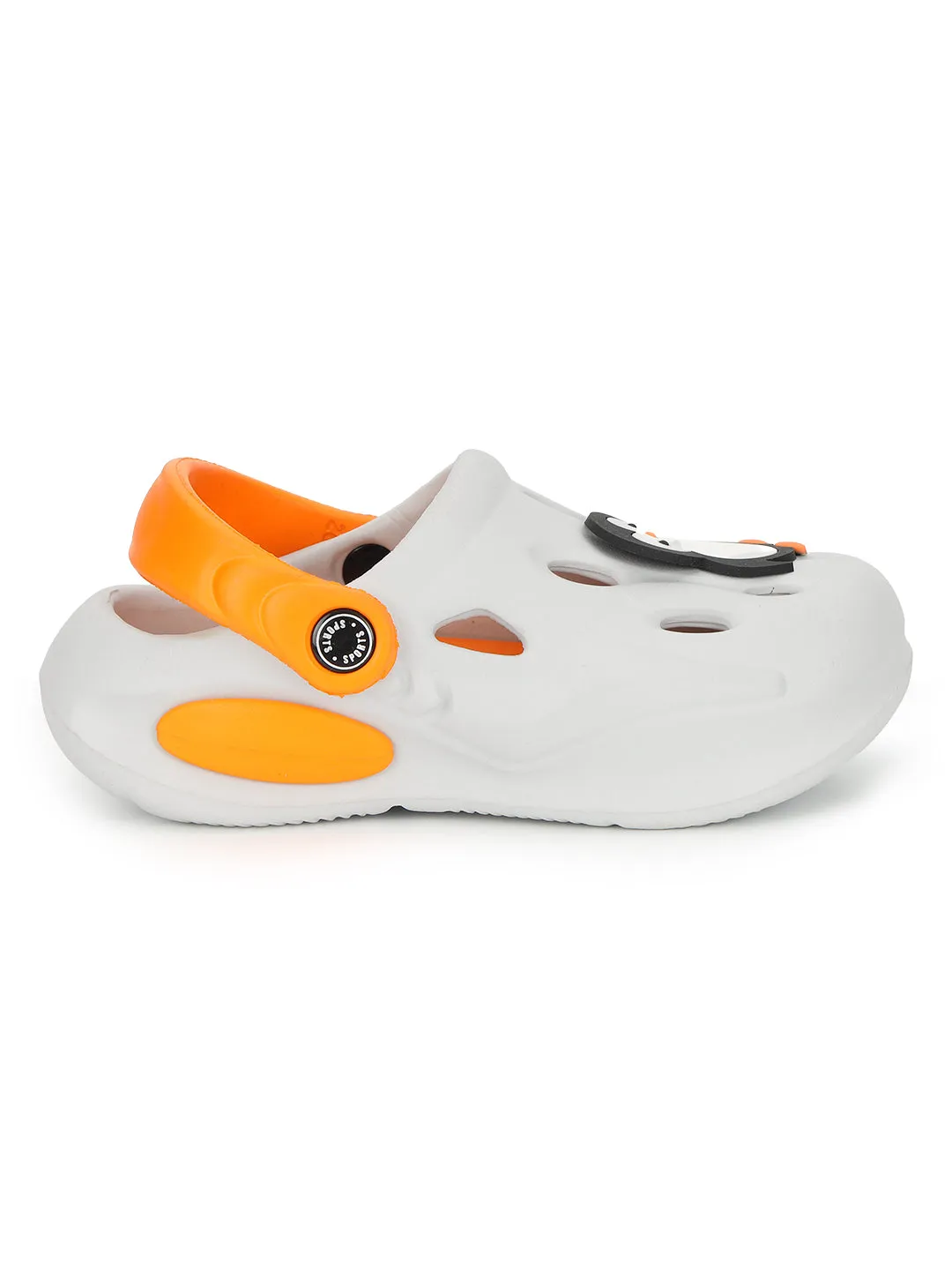 White Orange Stylish Slip-On Clogs For Kids-Unisex (TC-LCLOG4-WHTORG)
