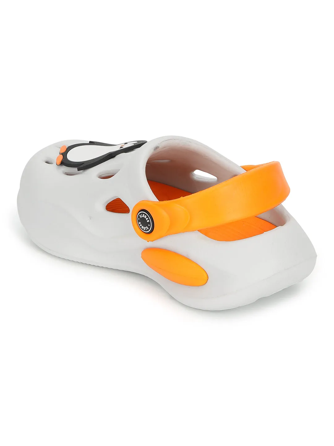 White Orange Stylish Slip-On Clogs For Kids-Unisex (TC-LCLOG4-WHTORG)