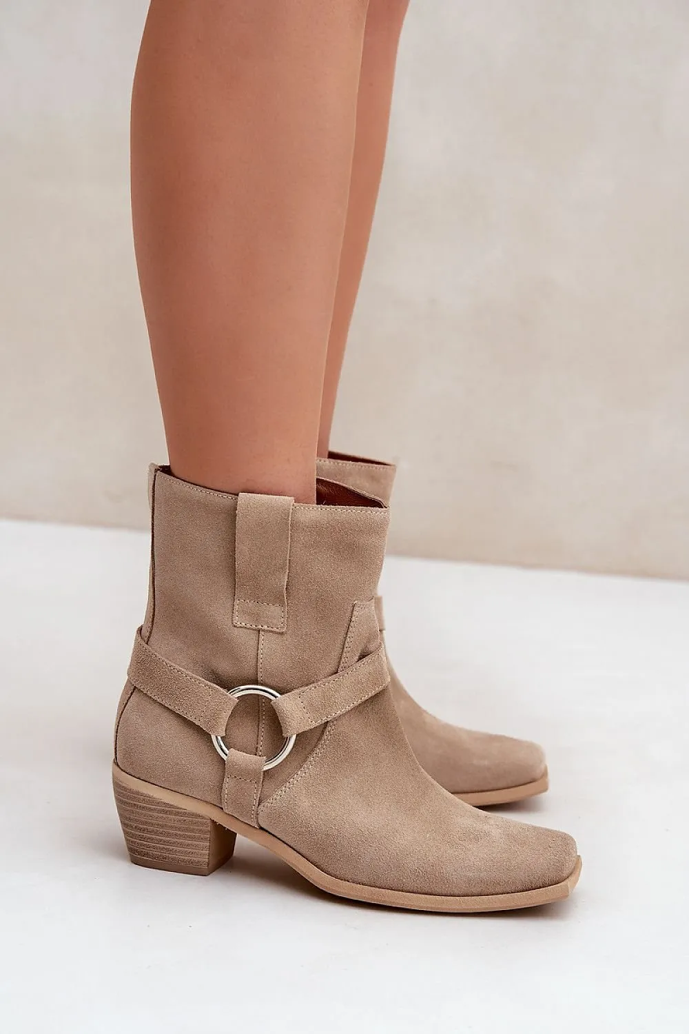 Women's natural leather stylish heel boots