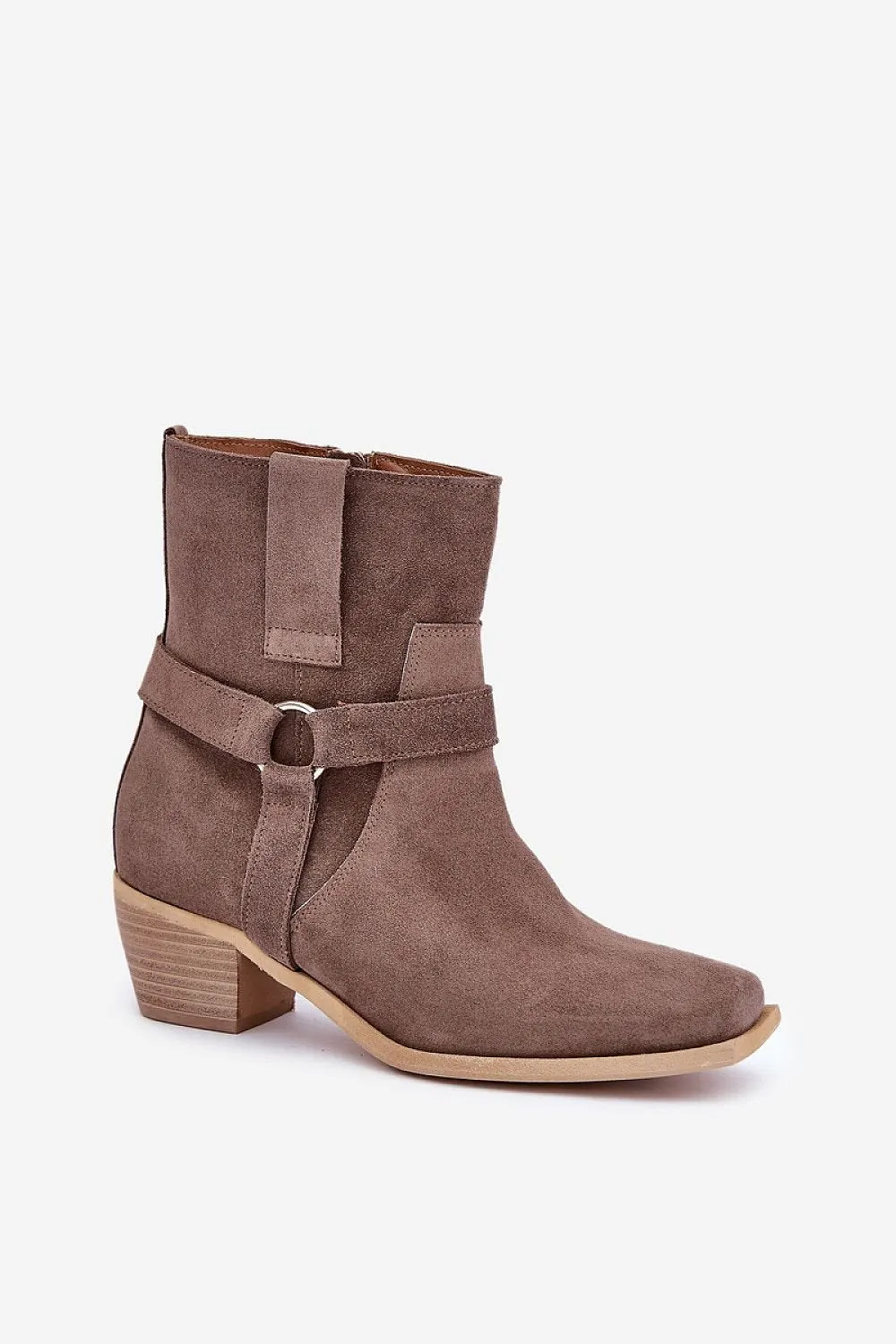 Women's natural leather stylish heel boots