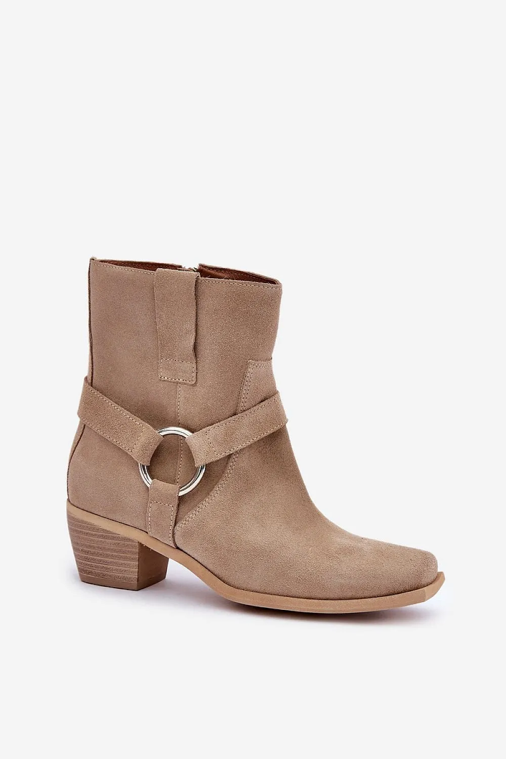 Women's natural leather stylish heel boots