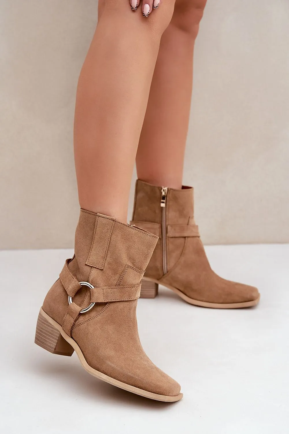 Women's natural leather stylish heel boots