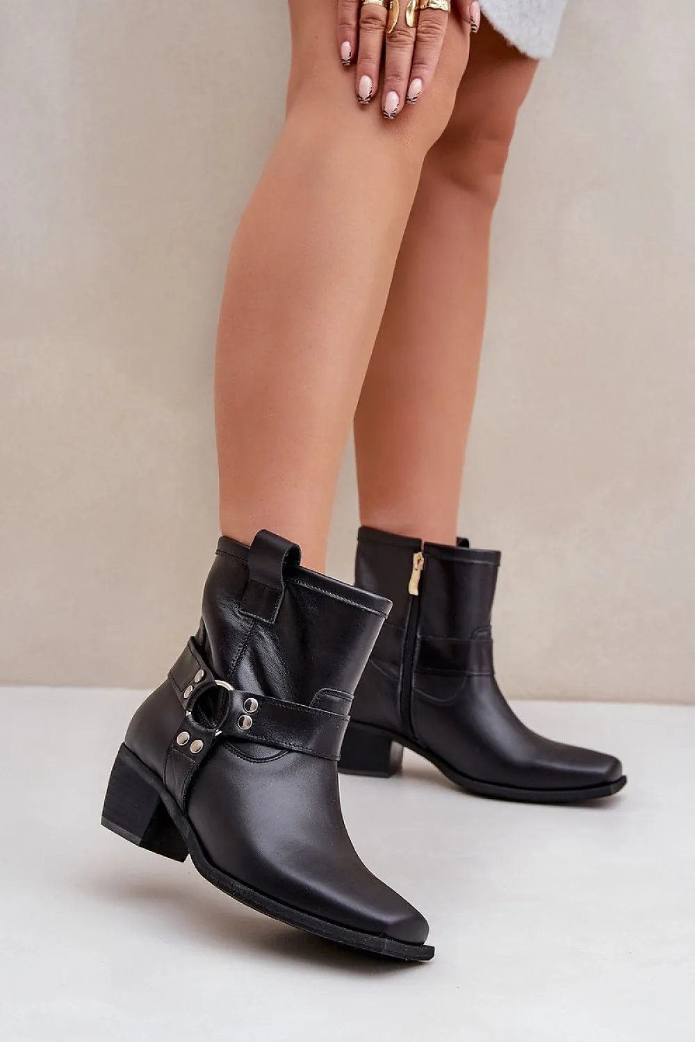 Women's natural leather stylish heel boots