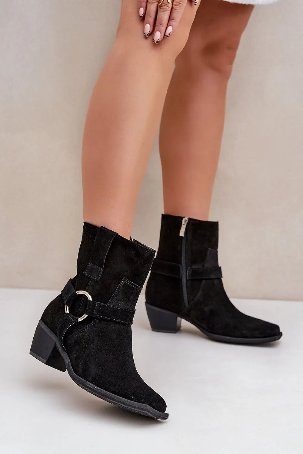 Women's natural leather stylish heel boots