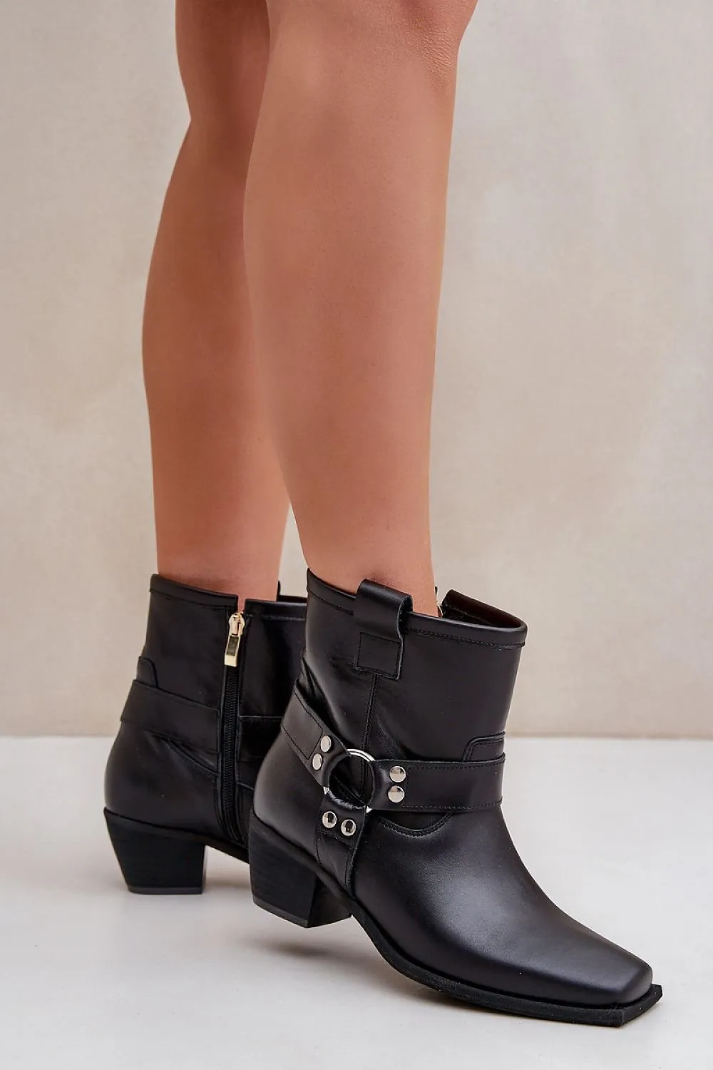 Women's natural leather stylish heel boots