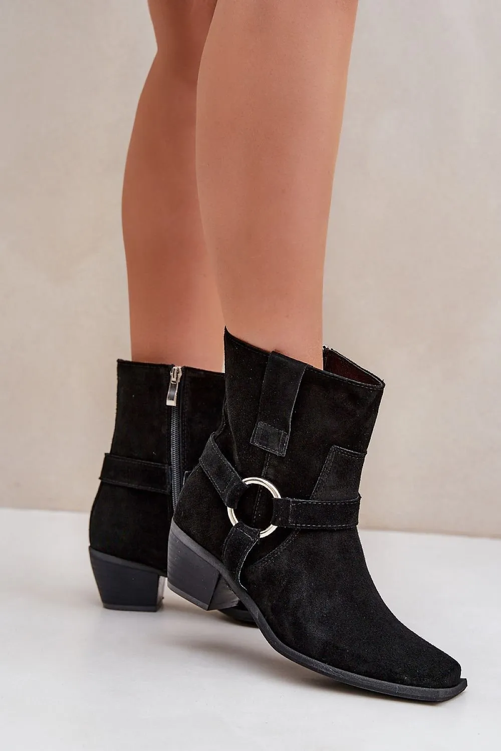 Women's natural leather stylish heel boots